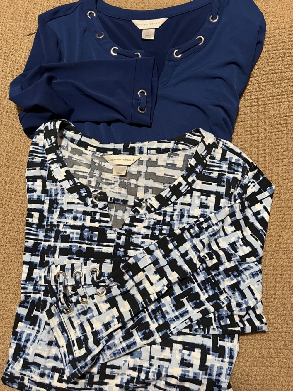 2 Women’s Christopher & Banks Tunic Tops—Size L